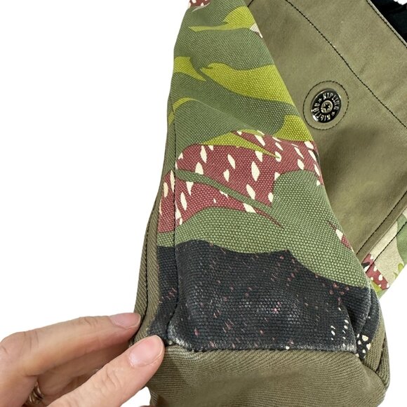 Kipling Large Tote Bag Cotton Canvas Army Green + Printed Zip Pouch - Picture 8 of 10